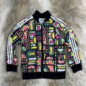 Adidas Girls Multicolor Graphic Zip-Up Track Jacket | Size 3T